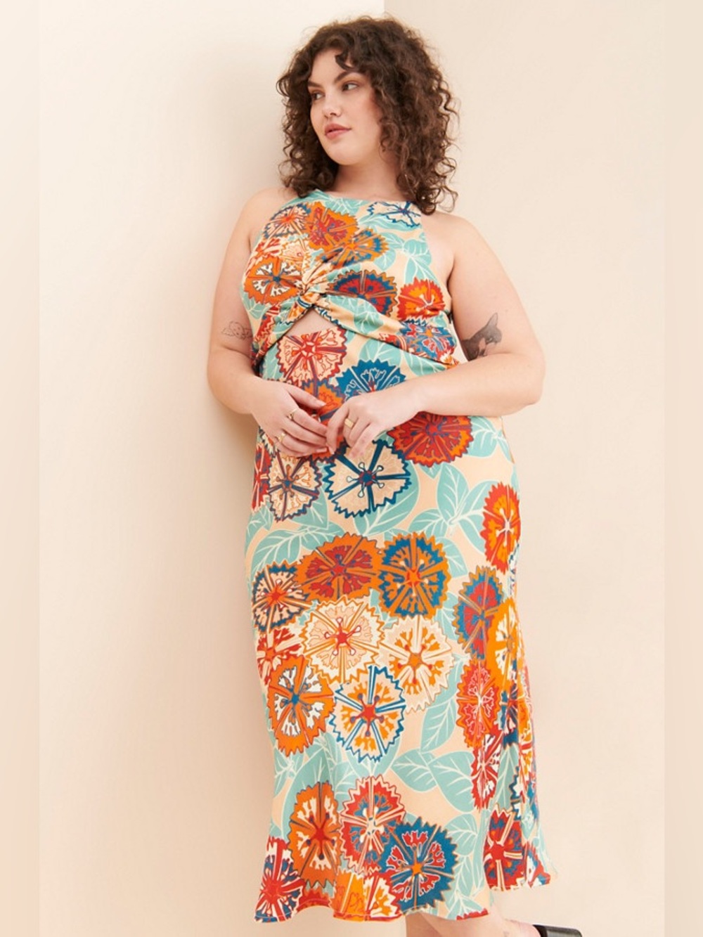 Floral Cutout Midi Dress